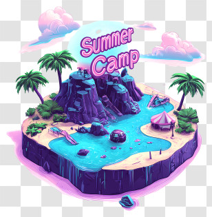 Summer Camp - Summer Camp Island With Beach And Palm Trees Transparent PNG