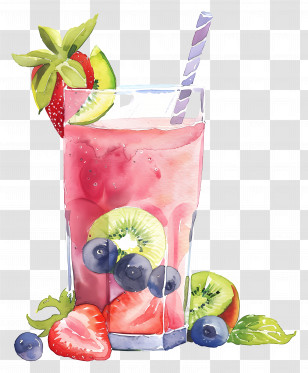 Smoothie - Fruit-Infused Juice With Berries And Kiwi Transparent PNG