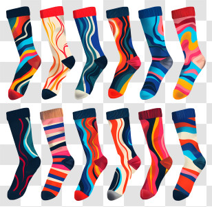 Lots Of Socks - Colorful Patterned Socks Collection Transparent PNG