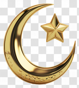 Golden Crescent - Decorative Gold Crescent Moon And Star Transparent PNG