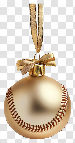 Christmas Golden Ball - Golden Baseball Ornament With Bow Transparent PNG