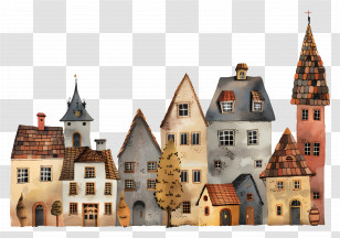 Village Town - Charming Village Houses Transparent PNG