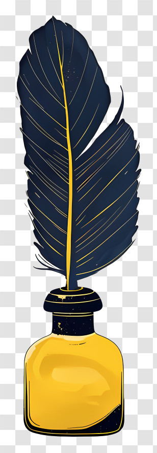 Quill Inkwell - Ink Bottle With Feather Transparent PNG