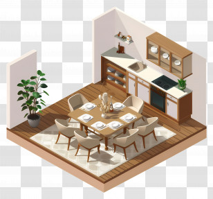 Dining Room - Modern Dining Area With Stylish Furniture Transparent PNG
