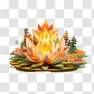 Loi Krathong
 - Beautiful Paper Art Lotus Flower Transparent PNG
