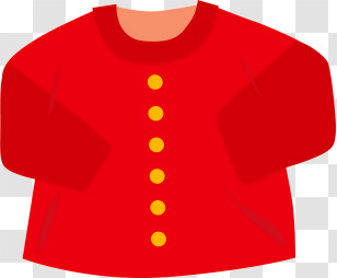 Icon - Red Coat With Yellow Buttons Transparent PNG