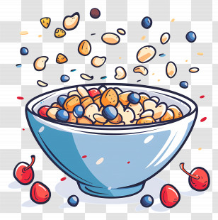 Bowl Of Cereal And Fruits - Bowl Of Cereal With Fruits Illustration Transparent PNG