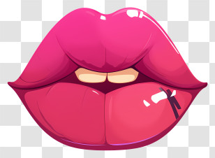 Pink Lips - Glossy Pink Lips With A Smile Transparent PNG