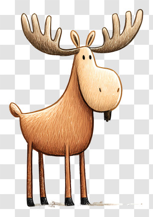 Watercolor Moose - Cartoon Moose With Antlers Transparent PNG