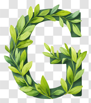 Green Leafy Letter G - Green Leafy Letter G Transparent PNG