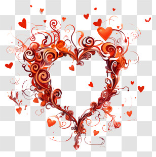 Heart Design - Ornate Red Heart With Swirls Transparent PNG