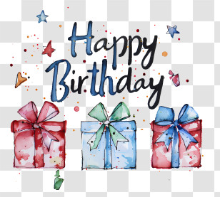Cute Happy Birthday Text - Happy Birthday Greeting With Presents Transparent PNG