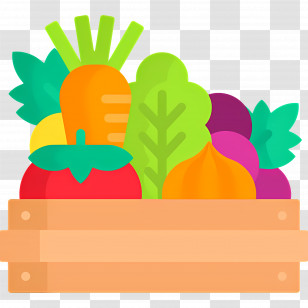 Harvest Box - Box Of Colorful Fresh Vegetables In Flat Design Transparent PNG