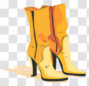 Fashion Boots - Stylish Yellow High Heel Boots Transparent PNG