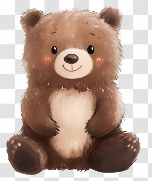 Grizzly Bear - Cute Brown Teddy Bear Illustration Transparent PNG