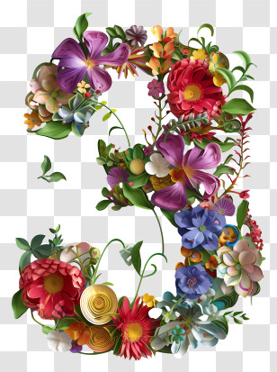 Floral Number Three - Floral Number 3 Design Illustration Transparent PNG