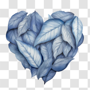 Blue Leaves - Heart-Shaped Design With Blue Leaves Transparent PNG