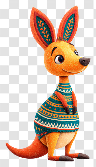 Cute Ethnic Kangaroo - Cartoon Kangaroo With Colorful Pattern Transparent PNG