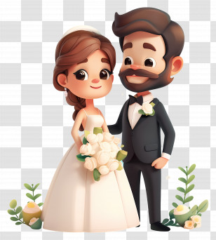 Animal - Cartoon Wedding Couple Transparent PNG