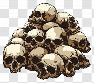 Pile Of Skulls - Dark Illustration Of Pile Of Skulls Transparent PNG