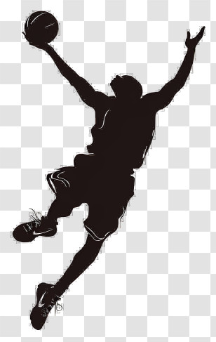 Basketball Silhouette - Silhouette Of A Basketball Player Dunking Transparent PNG