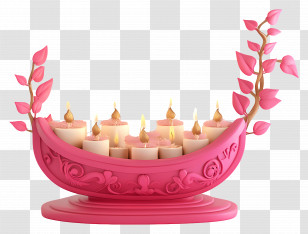 Happy Karthika Purnima - Pink Decorative Candle Holder Transparent PNG