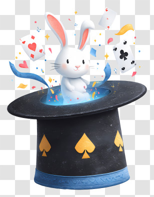 Magic Hat And Rabbit Surprise - Magical Rabbit Popping From Hat Transparent PNG