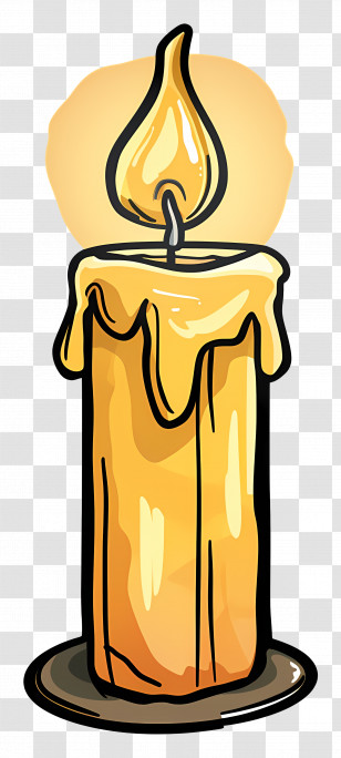 Candle - Yellow Candle With A Burning Flame Transparent PNG