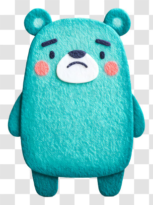 Cute Turquoise Cartoon Bear - Sad Teal Plush Bear Transparent PNG