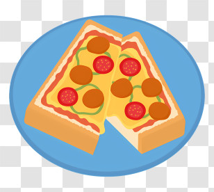 Food - Pizza Slices On Blue Plate Transparent PNG