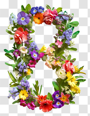 Floral Number Eight - Floral Design Letter B Illustration Transparent PNG