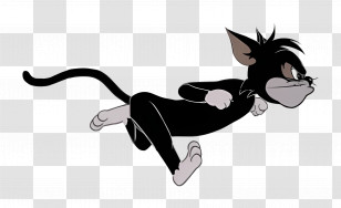 Butch Cat - Black Cartoon Cat In Action Pose Transparent PNG