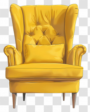 High Back Chair - Yellow Armchair For Comfortable Seating Transparent PNG