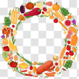 World Food Day
 - Wreath Made Of Fresh Vegetables And Foods Transparent PNG