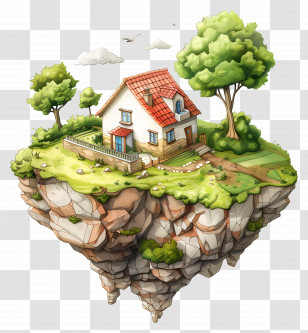 Land Real Estate - Whimsical Floating House Transparent PNG