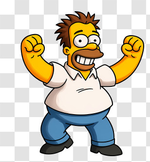 Homer Simpson - Energetic Yellow Cartoon Character Transparent PNG