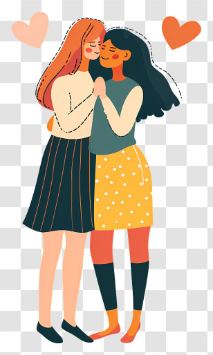 Best Friends - Illustration Of Two Women Hugging With Affection Transparent PNG