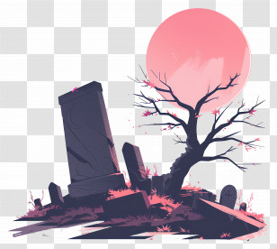 Grave - Graveyard With Tombstones And Tree Transparent PNG