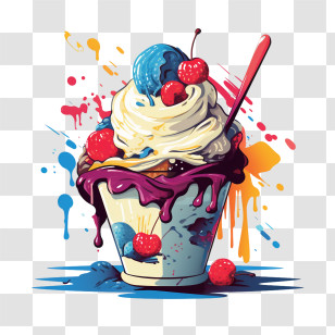 Ice Cream
 - Creative Cup Of Ice Cream With Splashes Transparent PNG