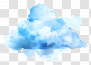 Watercolor Cloud - Soft Blue Watercolor Cloud Artwork Transparent PNG