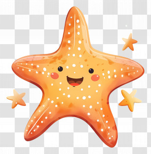 Cute Starfish - Cute Orange Starfish Cartoon Illustration Transparent PNG