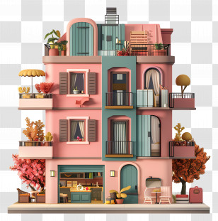 Apartment - Colorful Apartment Building Transparent PNG