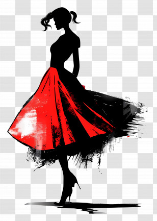 Fashion Model Silhouette - Silhouette Of Woman In Red Dress Transparent PNG