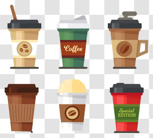 Coffee Cups - Colorful Coffee Cups Collection Transparent PNG