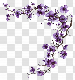 Purple Flower Branch - Purple Flower Branch Illustration Transparent PNG