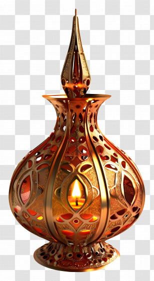 Diwali Lantern - Ornate Metal Lantern With Candle Light Transparent PNG