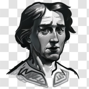 Portrait - Serious Man With Long Hair Portrait Transparent PNG