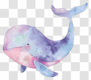 Watercolor Whale - Watercolor Cartoon Whale Illustration Transparent PNG