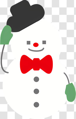Snowman - Snowman With Red Bow Tie And Black Hat Transparent PNG