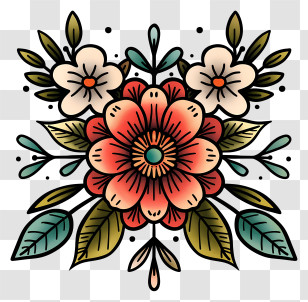 Tattoo - Colorful Floral Design Transparent PNG